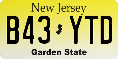 NJ license plate B43YTD
