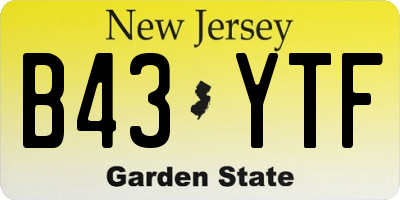 NJ license plate B43YTF