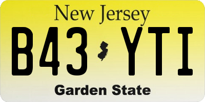 NJ license plate B43YTI