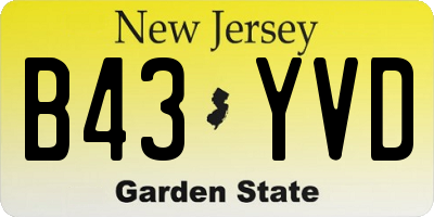 NJ license plate B43YVD