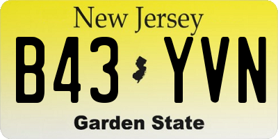 NJ license plate B43YVN
