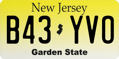 NJ license plate B43YVO