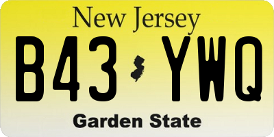 NJ license plate B43YWQ