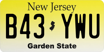 NJ license plate B43YWU