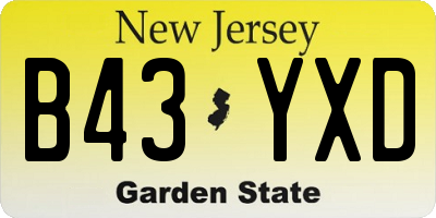 NJ license plate B43YXD