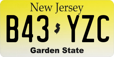 NJ license plate B43YZC