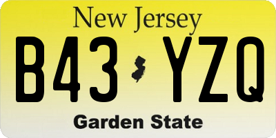 NJ license plate B43YZQ