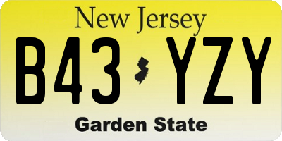 NJ license plate B43YZY