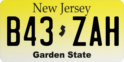 NJ license plate B43ZAH