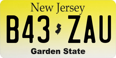 NJ license plate B43ZAU