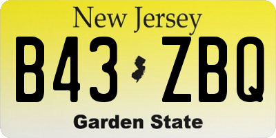 NJ license plate B43ZBQ