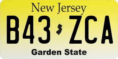 NJ license plate B43ZCA