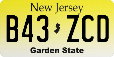 NJ license plate B43ZCD