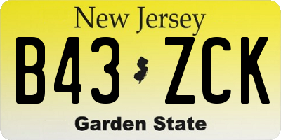NJ license plate B43ZCK