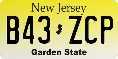 NJ license plate B43ZCP