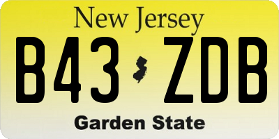 NJ license plate B43ZDB