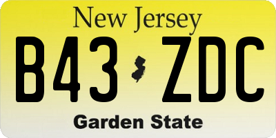 NJ license plate B43ZDC
