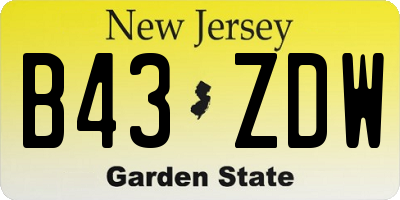 NJ license plate B43ZDW