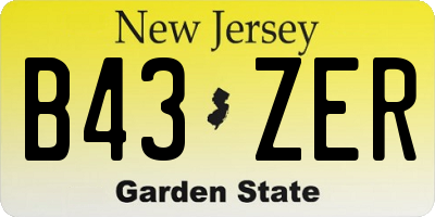 NJ license plate B43ZER