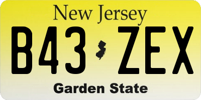 NJ license plate B43ZEX