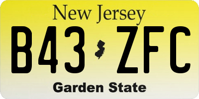 NJ license plate B43ZFC