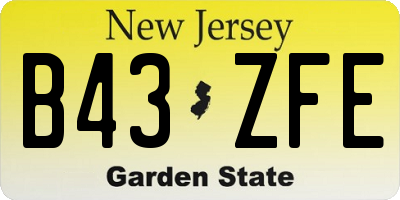 NJ license plate B43ZFE