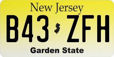 NJ license plate B43ZFH