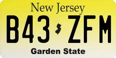 NJ license plate B43ZFM