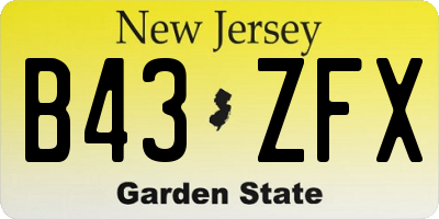 NJ license plate B43ZFX