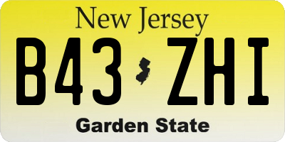 NJ license plate B43ZHI