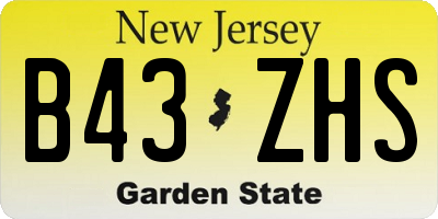 NJ license plate B43ZHS