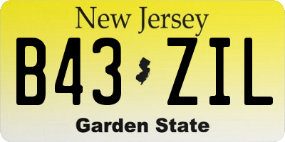 NJ license plate B43ZIL