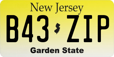 NJ license plate B43ZIP