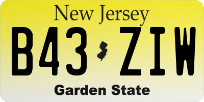 NJ license plate B43ZIW