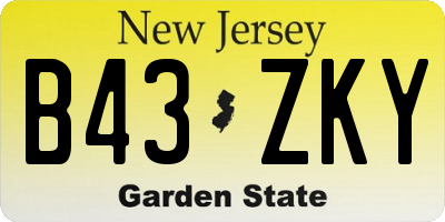 NJ license plate B43ZKY
