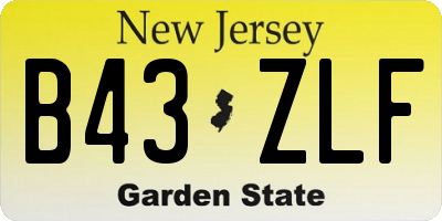 NJ license plate B43ZLF
