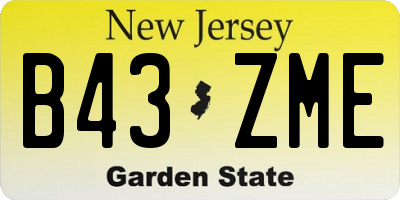 NJ license plate B43ZME