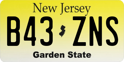 NJ license plate B43ZNS