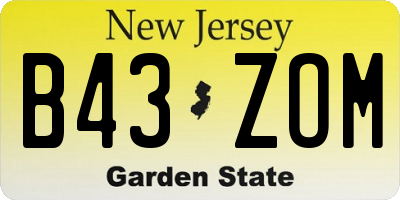 NJ license plate B43ZOM