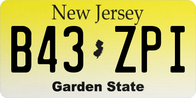 NJ license plate B43ZPI