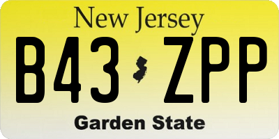 NJ license plate B43ZPP