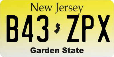 NJ license plate B43ZPX