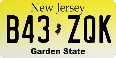 NJ license plate B43ZQK