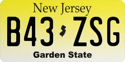 NJ license plate B43ZSG