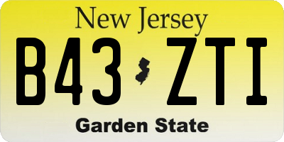 NJ license plate B43ZTI