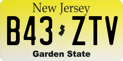 NJ license plate B43ZTV