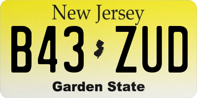 NJ license plate B43ZUD