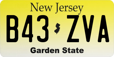 NJ license plate B43ZVA