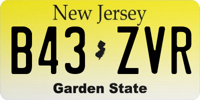 NJ license plate B43ZVR