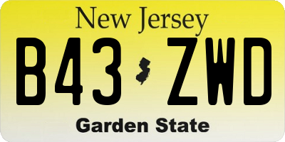 NJ license plate B43ZWD